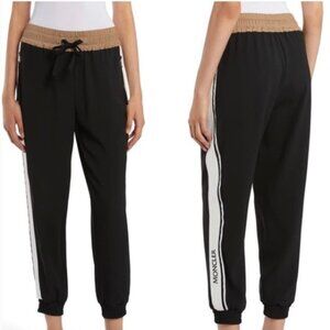 MONCLER Crepe/Nylon Logo Pantalone Pants Colorblock Elastic Waist Size 42 US M